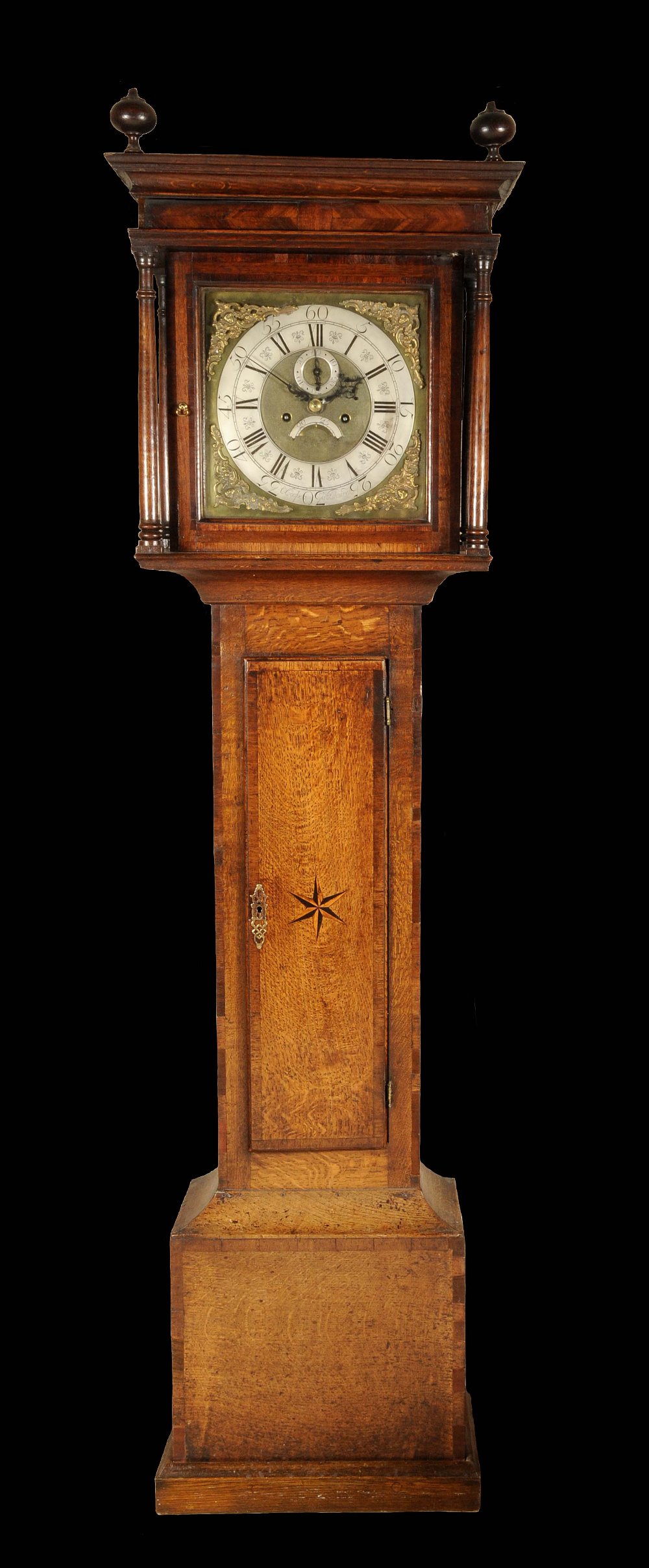 A George III oak longcase clock, 31cm square brass dial inscribed C Cooper WtChurch (sic) (