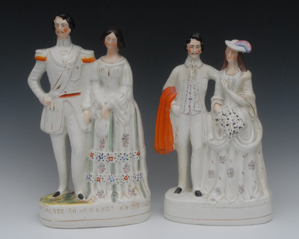 A 19th Century Staffordshire  figure group, Princess Royal & Frk (Frederick) of Prussia, picked
