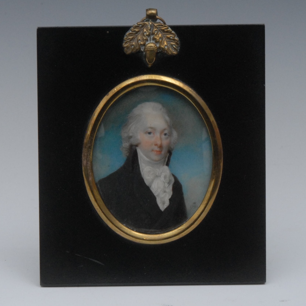 Horace Hone (1756 -1825), a portrait miniature, of Alexander Gordan, bust length, white haired,
