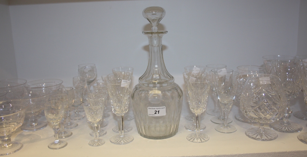 Glass - Edinburgh Crystal wine glasses (5); a set of six Stuart Crystal sundae dishes, etched with
