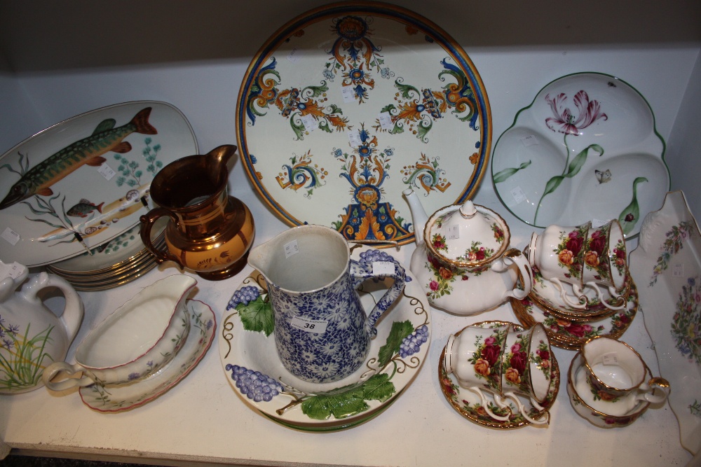 Ceramics - a Royal Albert Old Country Roses part tea set, comprising teapot, milk and sugar, cups