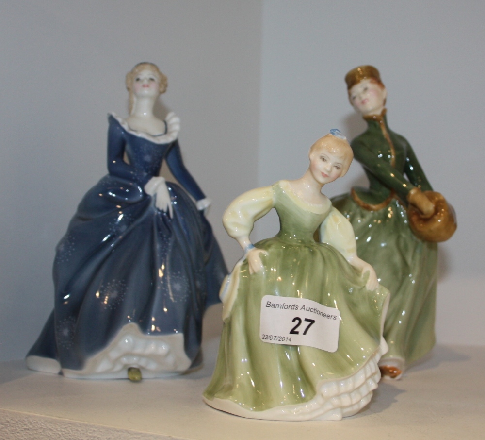 A Royal Doulton figure, Fragrance, HN 2334; another, Grace, HN 2318; another, Fair Maiden, HN