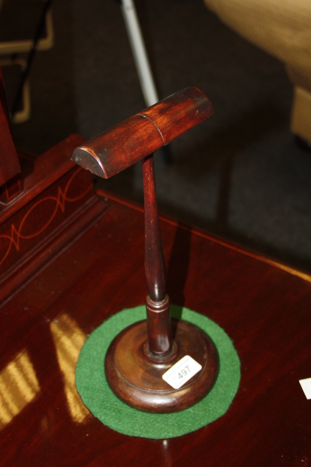 A 19th century mahogany wig or bonnet stand