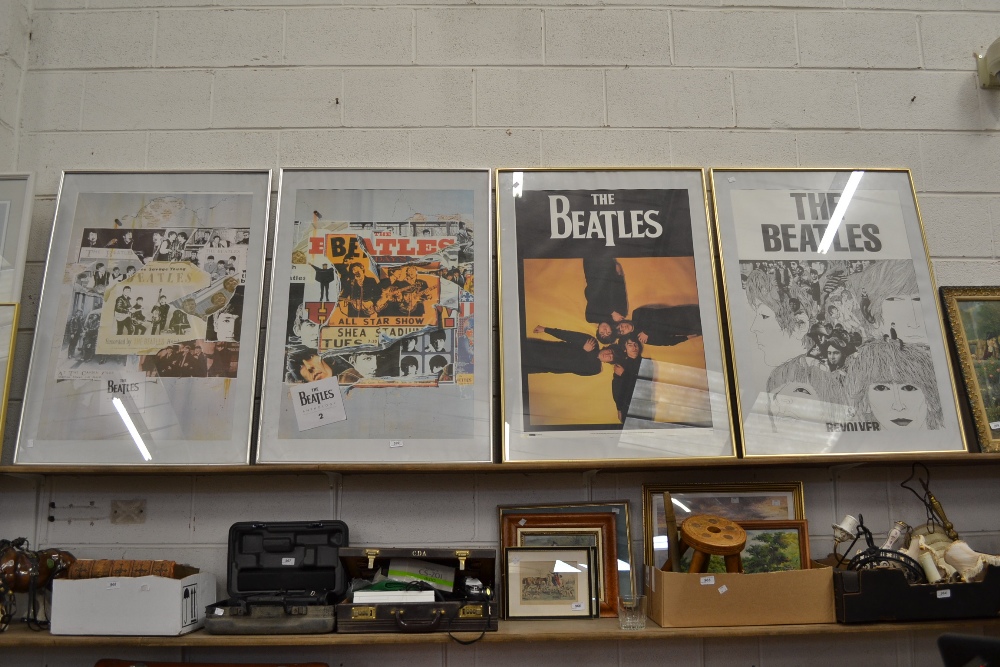 Rock and Pop - The Beatles posters anthology 1 and 2, Revolver, another (4) each framed