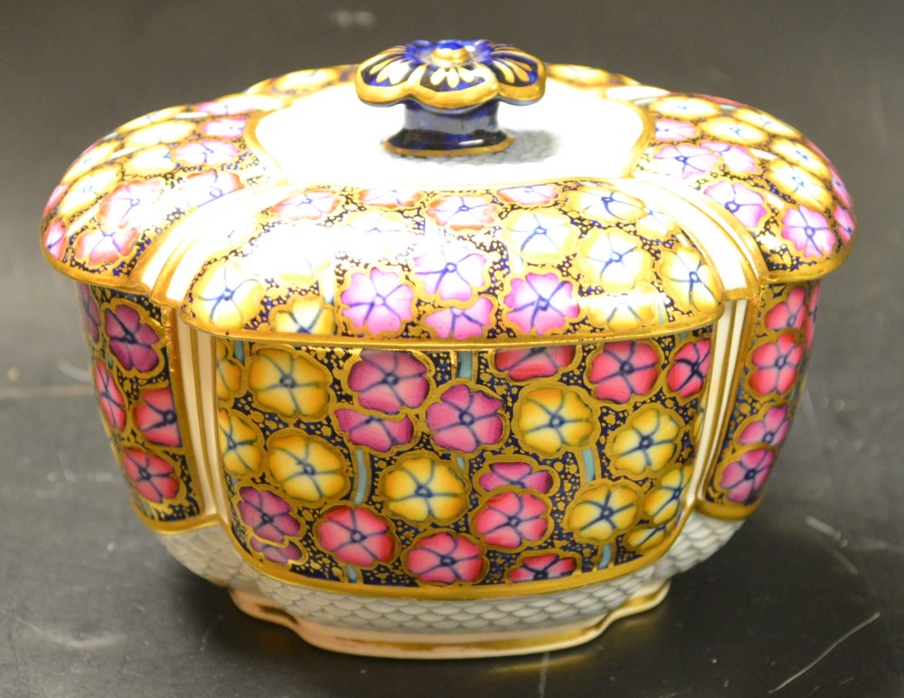 A Copeland porcelain box and cover, retailers mark A.French and Co. Boston