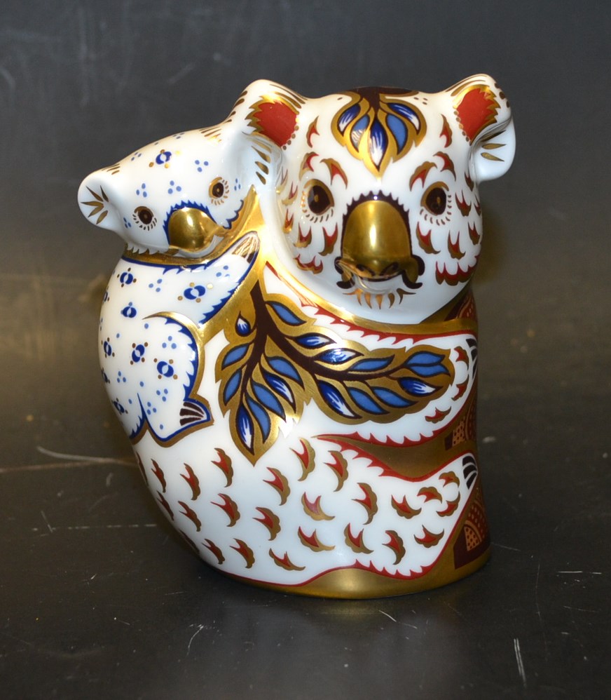 A Royal Crown Derby paperweight, Koala and Bear, from the Australian Collection, gold stopper