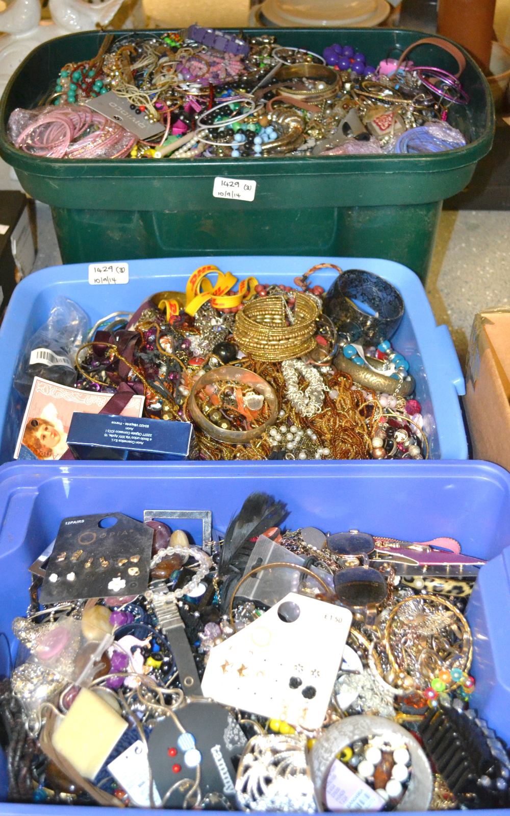 A large quantity of costume and dress jewellery, (3 Boxes)