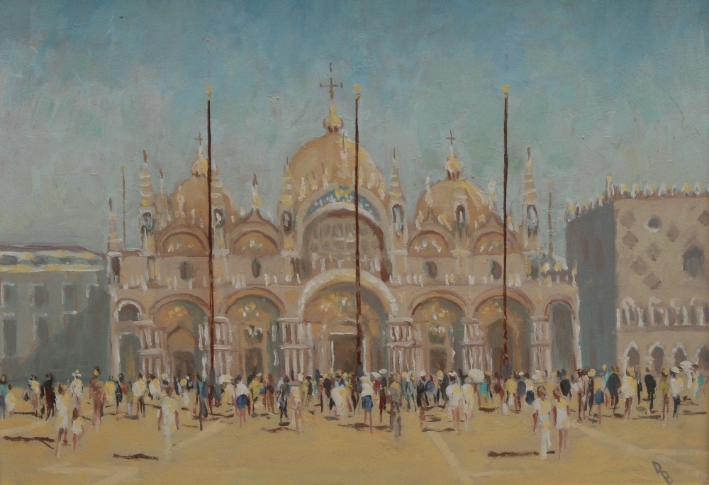 David Baxter (Bn.1942)
St Marks Square, Venice
signed with initials, oil on board, 25.5cm x 36cm