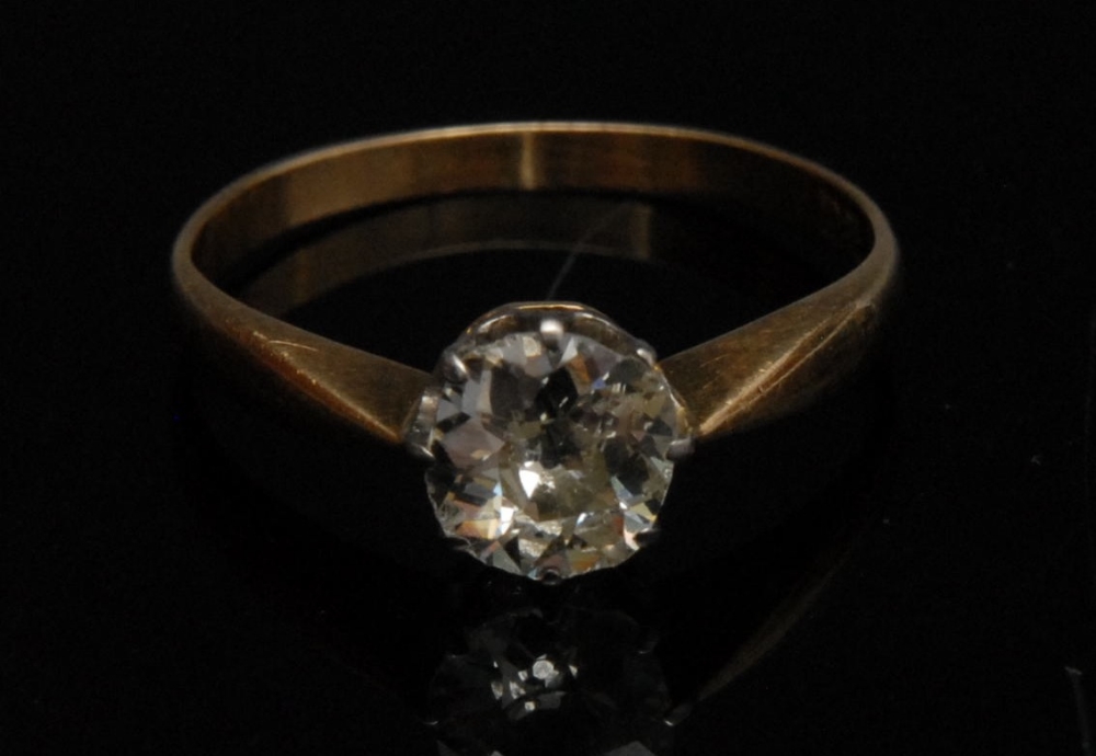 A diamond solitaire ring, the brilliant cut diamond approx. 1.0ct. white gold eight point crown claw