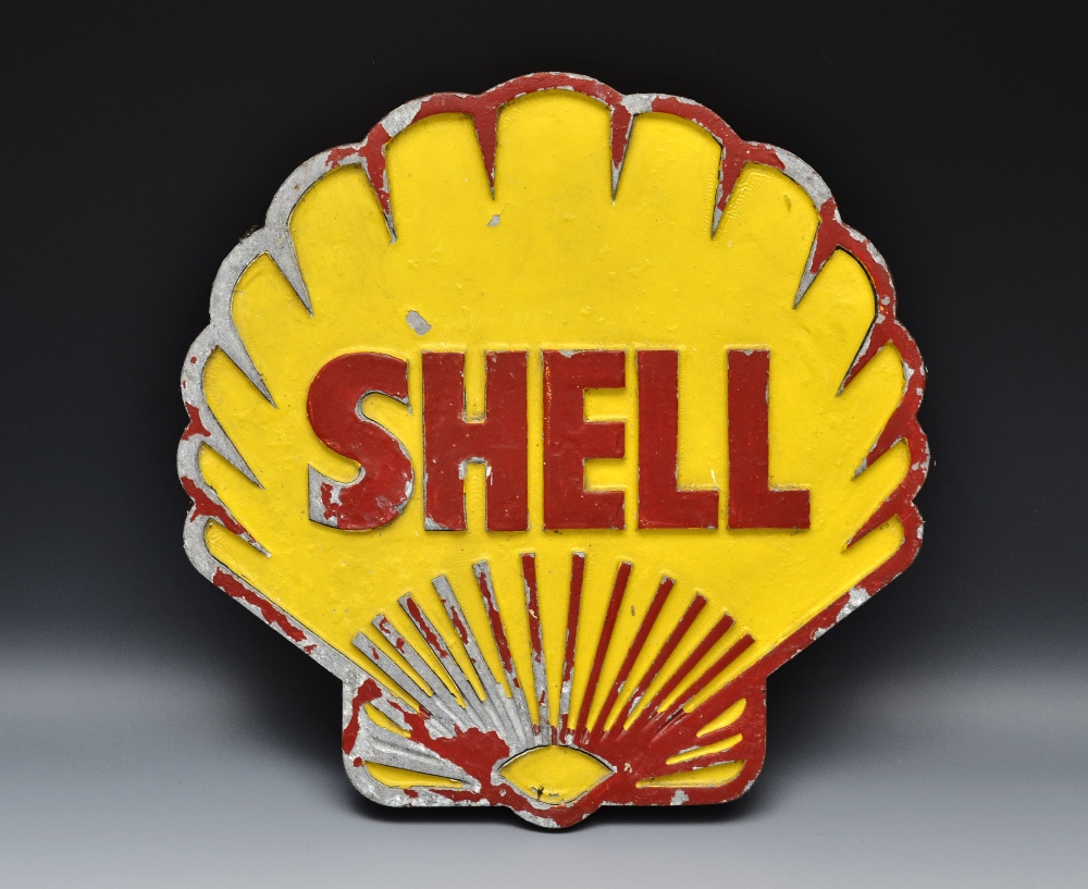 Automobilia & Petroliana - a 20th century cast aluminium 'Shell' advertising display sign, painted