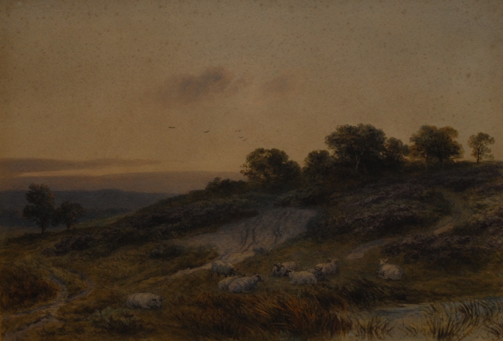 John Steeple (1823-1887)
Flock of Sheep on the Moor
signed, dated 1878, watercolour, 35cm x 50cm