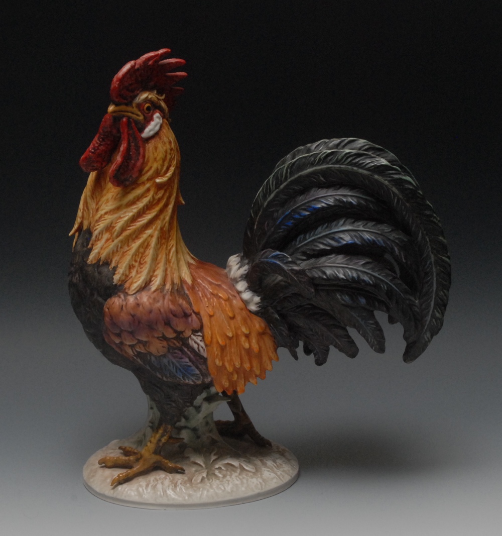 A Goebel cockerel, naturalistically modelled, signed by Crobek, 35cm high, printed mark, impressed