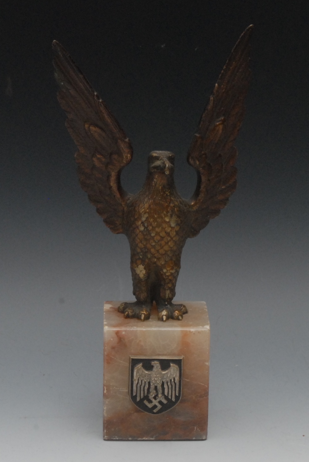 World War II & Nazism - a Third Reich desk bronze, cast as an eagle, with wings stretched upwards,