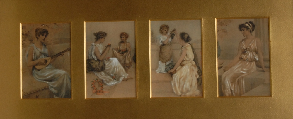 Helena Horwitz (early 20th century)
A set of four,  Maidens and Children
watercolours highlighted in