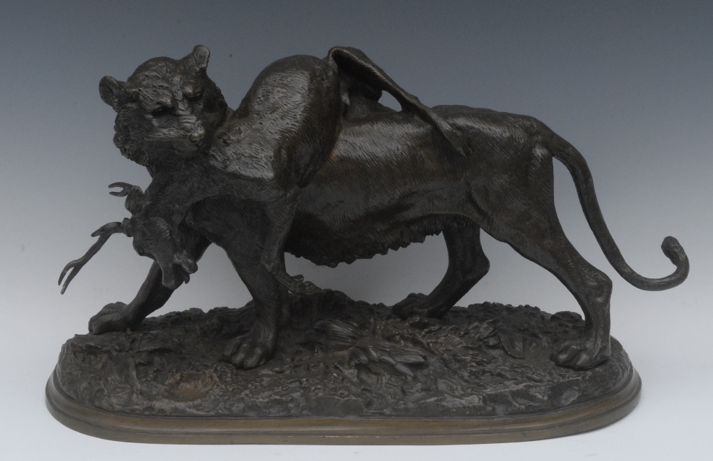 Christophe Fratin (1800 - 1864), a dark patinated bronze, The Predator, signed in the maquette, 40cm