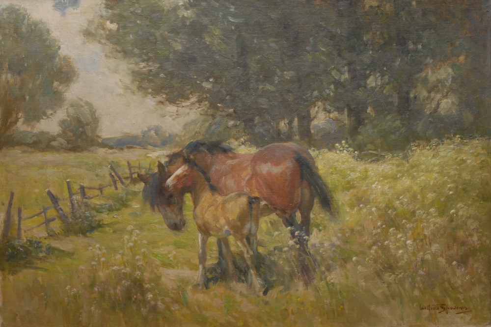 Arthur Spooner (1873-1962)
Bay Mare and Foal
signed, oil on board, 44cm x 64cm