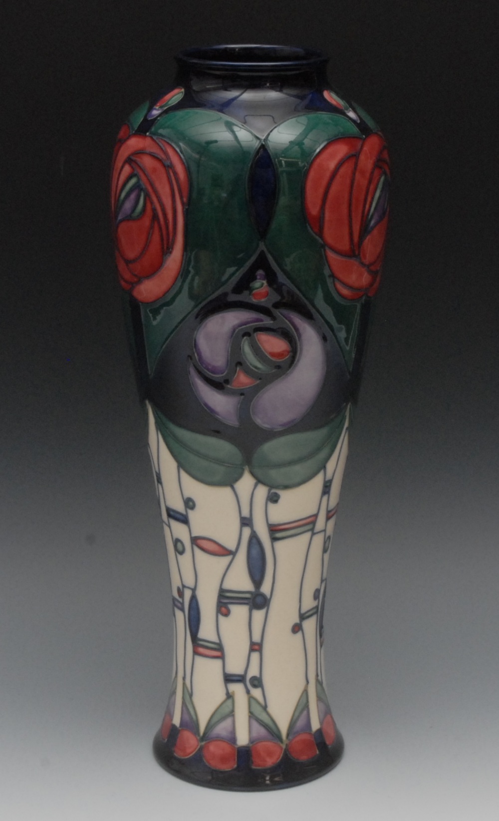 A contemporary Moorcroft  Mackintosh pattern baluster vase, tube lined in the manner of Charles