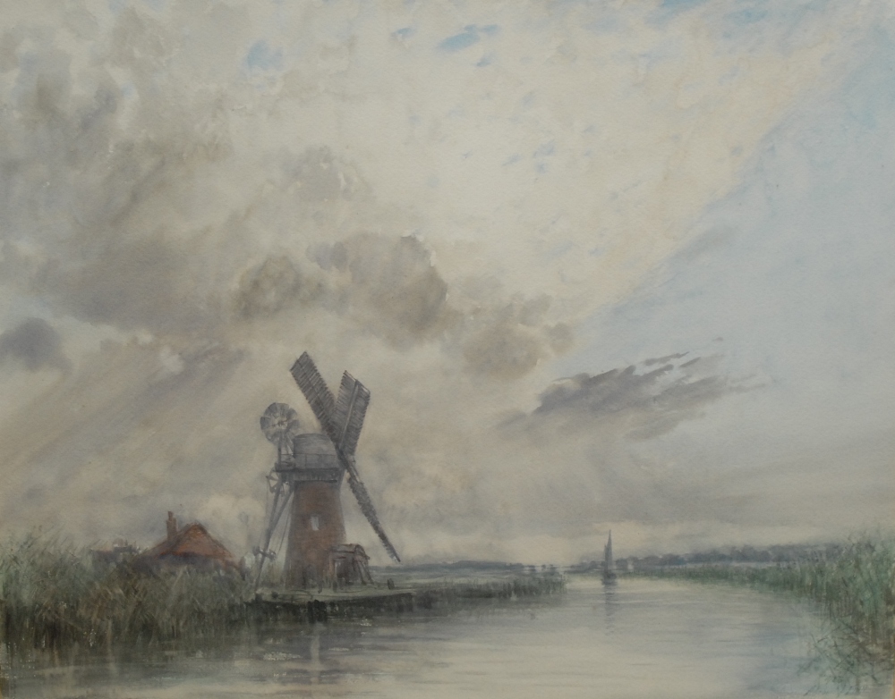 Herbert Finn (1860-1942)
Mill on the River Bure, Norfolk
watercolour, 49cm x 62cm