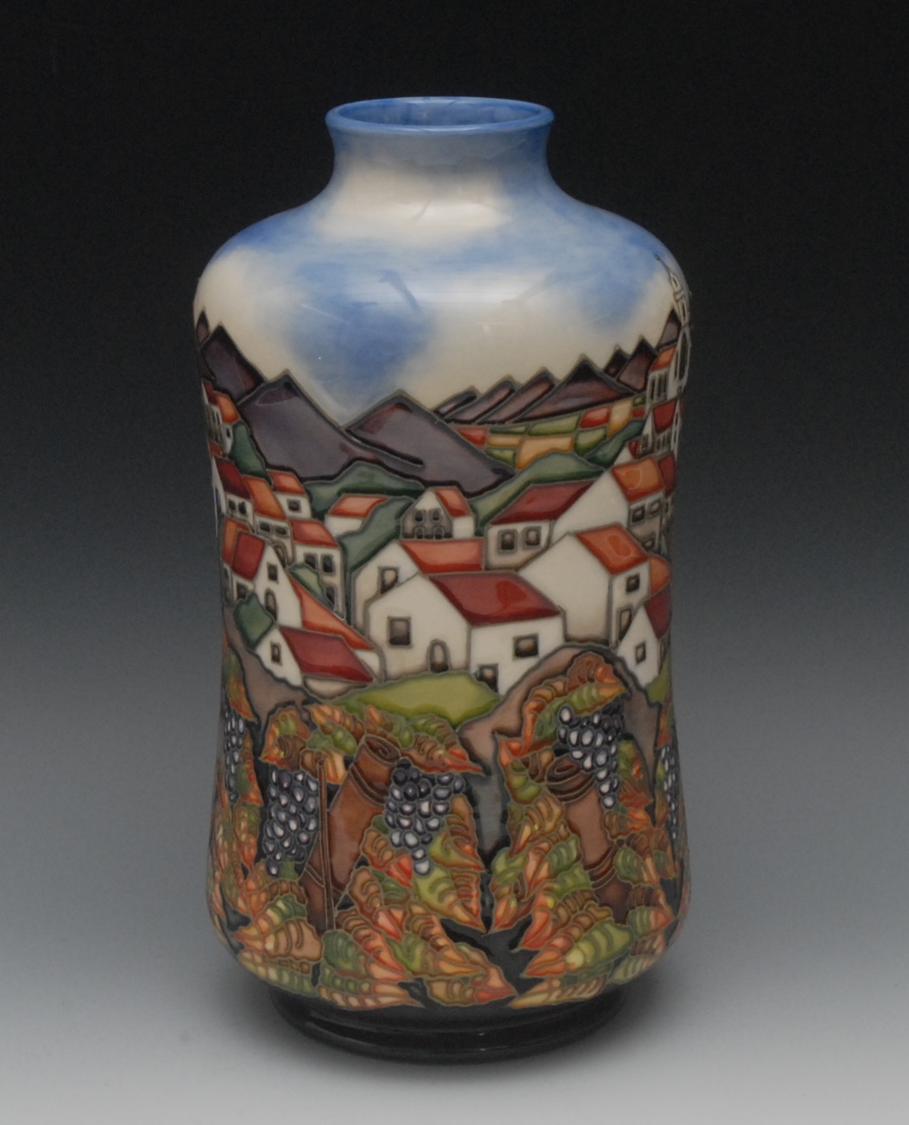 A contemporary Moorcroft  Andalusia pattern waisted cylindrical vase, designed by Beverley Wilkes,