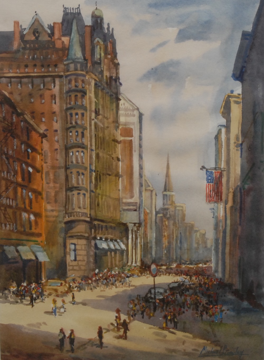 Michael Crawley
Fifth Avenue, New York
signed, watercolour, 39cm x 28cm