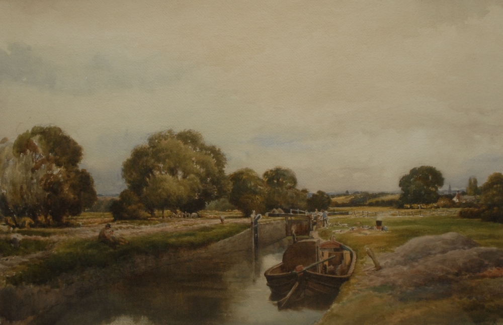 James Dromgole Linton (1840 - 1916)
Near Kegworth on the River Stour
signed with monogram,