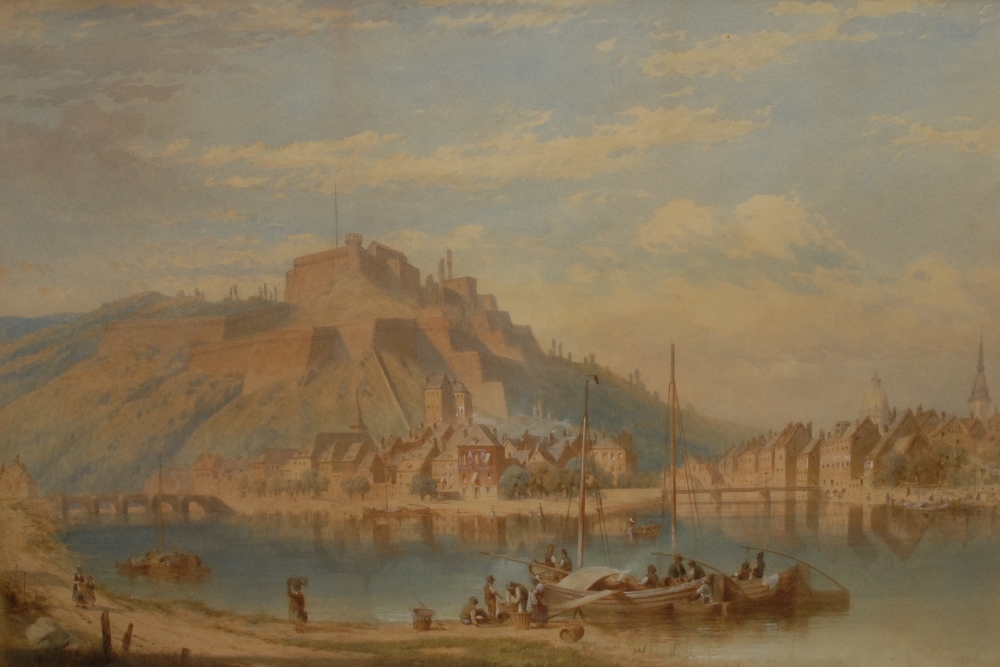 John Burbidge (Burbridge) (fl. 1862 - 1894)
Hill Fort Overlooking a Town on the Rhine
signed,