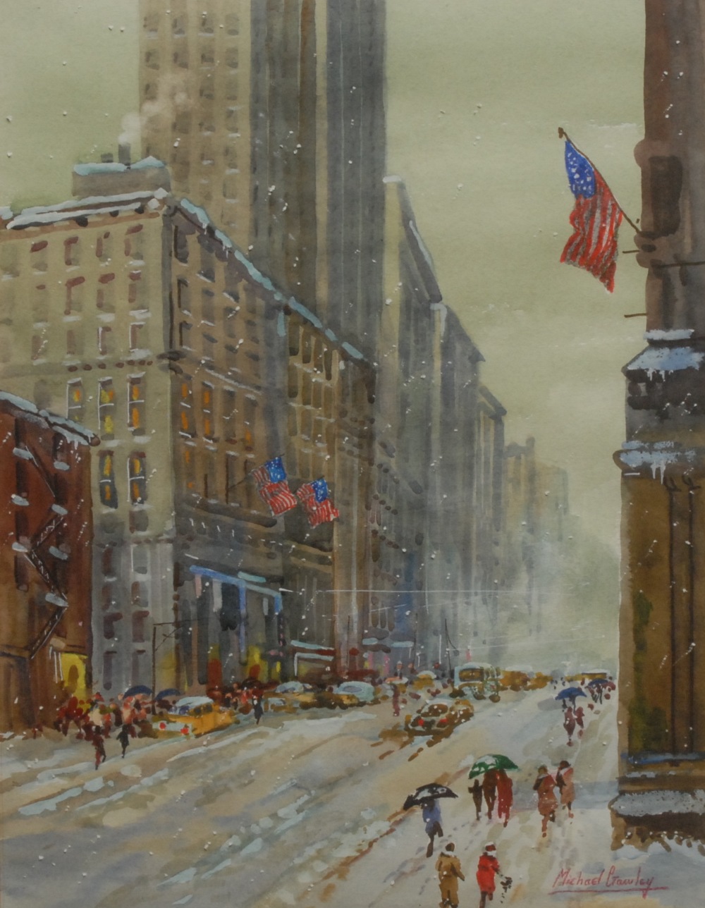Michael Crawley
Fifth Avenue, New York
signed, watercolour, 38.5cm x 29.5cm