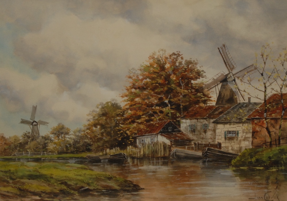 Jan Van Couver (1836 - 1909) (pseudonym for Hermanus Koekkoek Jnr)
Windmills on the Vecht
signed,