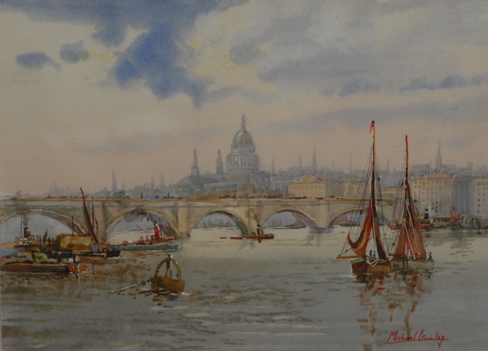 Michael Crawley
London Bridge, St Paul's, River Thames
signed, watercolour, 25cm x 34.5cm