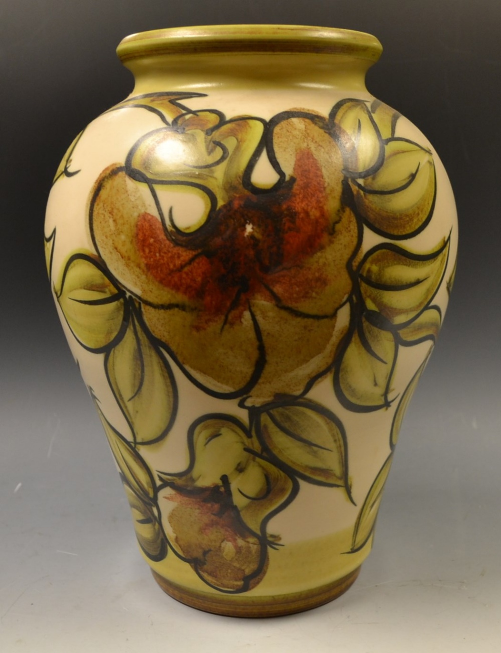 A large Langley pottery inverted baluster vase, painted with flowers