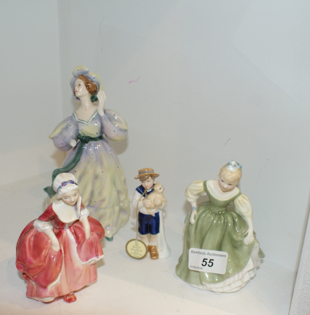 A Royal Doulton figure, Grand Manner, HN 2723; another, Goody Two Shoes, HN 2037; another, Fair