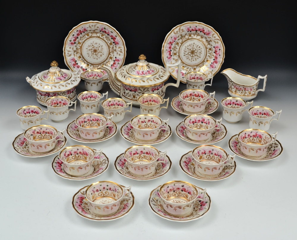 A Newhall tea and coffee service, pattern no. 2901, comprising teapot, sucrier, milk jug, eleven tea
