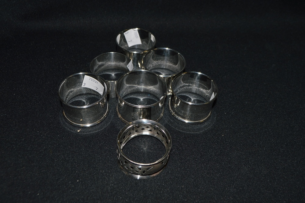 Silver- napkin rings, various hallmarks(7)