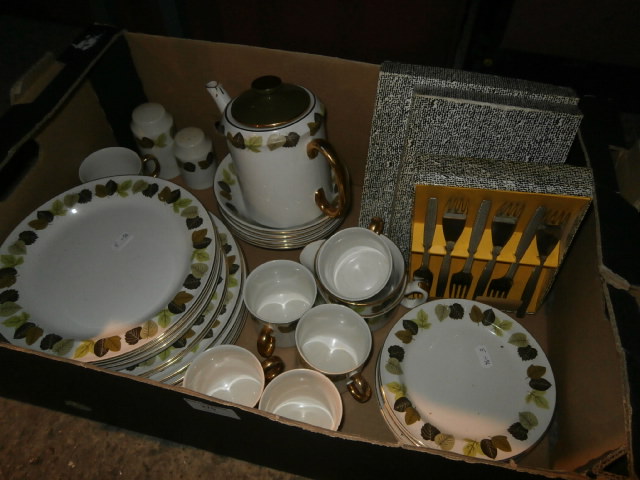 Box inc table ware and 3 boxed cutlery sets