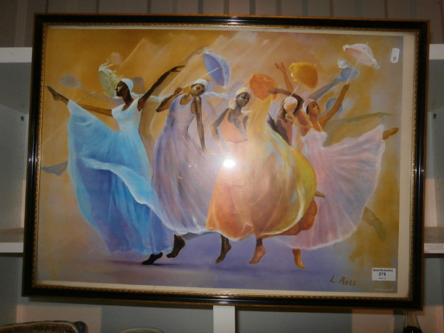 Signed L Ross print of dancing ladies