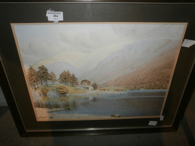 Framed watercolour of Grassmere by D R Gawthorpe