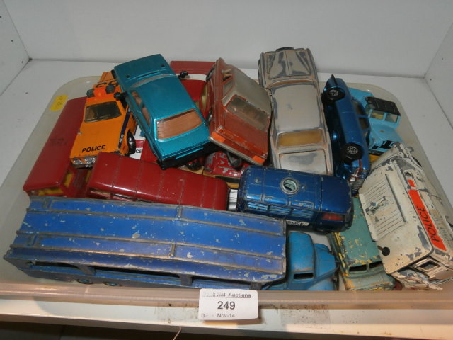 Box of die cast vehicles