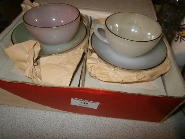 Boxed set of Arcopol cups and saucers