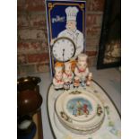 Tray inc Chef condiment sets and a McDougals clock