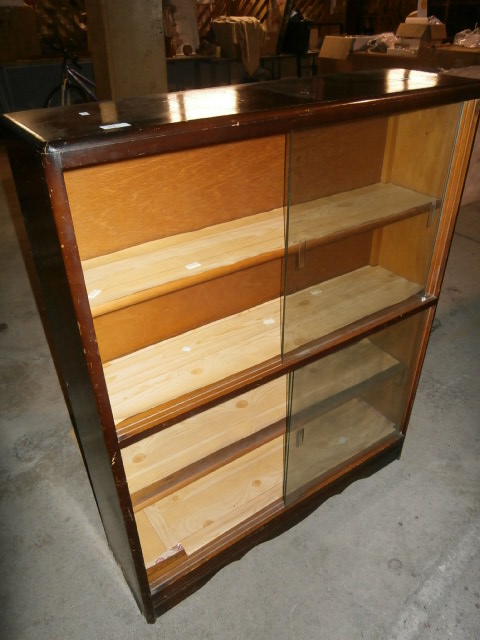 Oak glazed bookcase