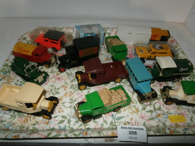 Tray of die cast vehicles