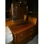 Oak mirror back dressing chest