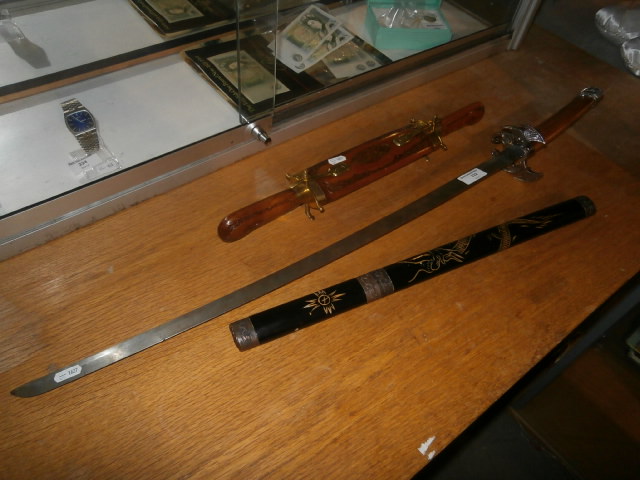 carving set and 2 reproduction swords