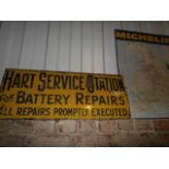 2 vintage metal signs inc Michelin and a service station