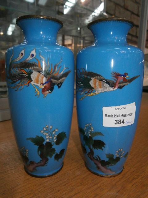 Pair of Japanese Cloisonné vases probably Ando workshop - Image 2 of 5