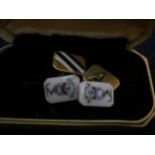 (KPN) Enameled silver gilt cufflinks