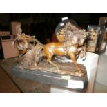 Cast bronze of Gladiator on chariot