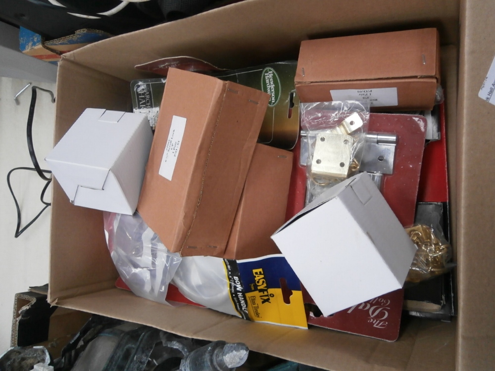 Box of locks, handles and hinges etc