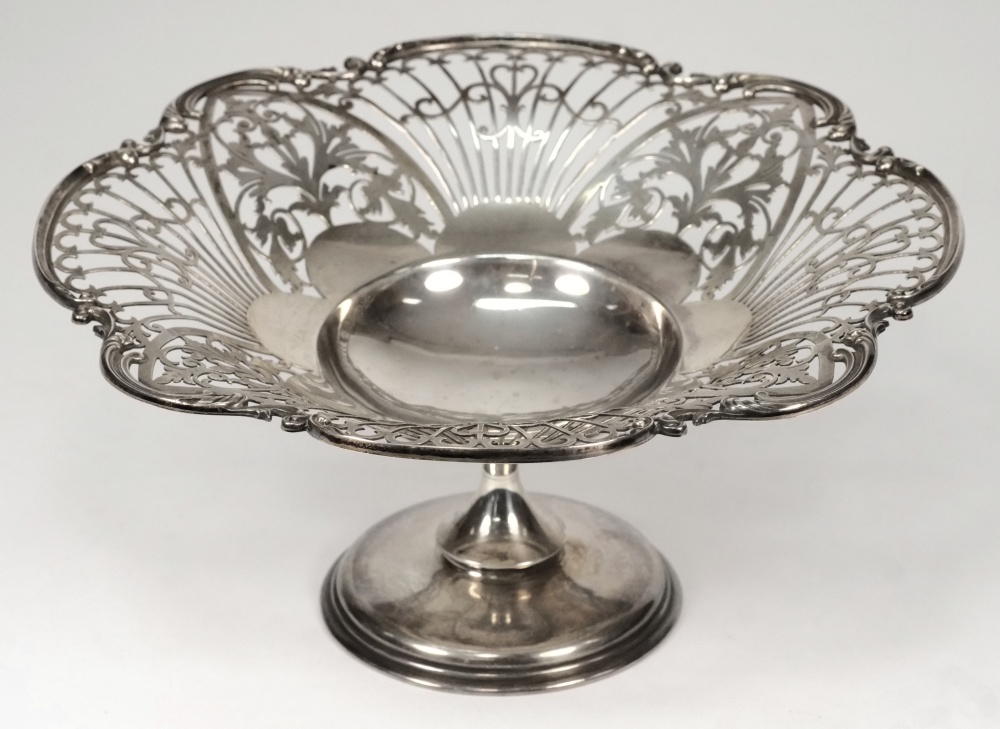 A George V silver pedestal basket, maker James Dixon & Sons, Sheffield, 1912: of circular form