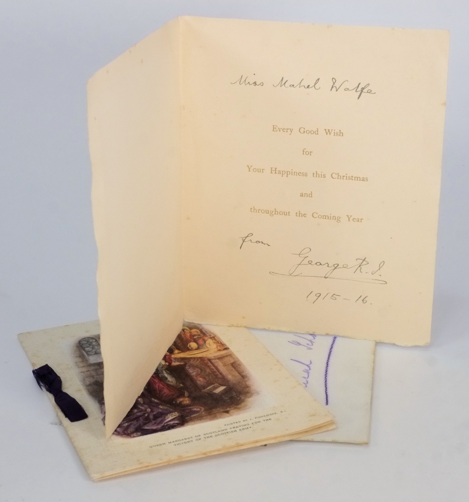 Royal Memorabilia. A group of greetings cards and notes to the Misses Edith and Mabel Wolfe,: who